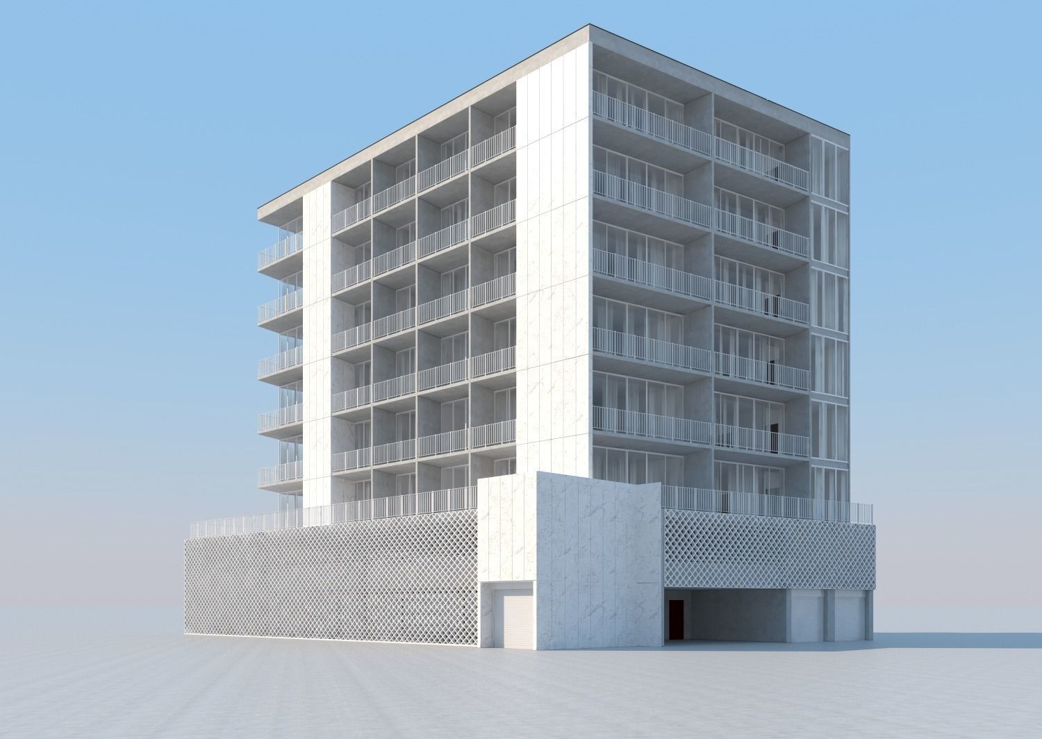 The white building - Residential Building 3D model_11