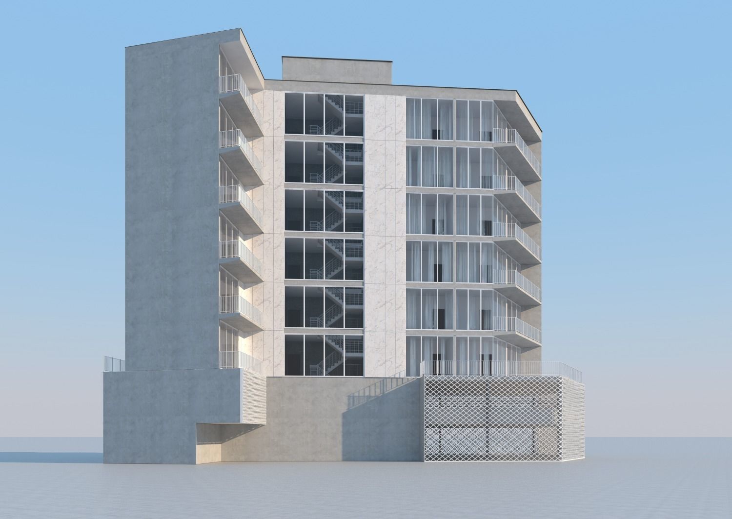 The white building - Residential Building 3D model_12