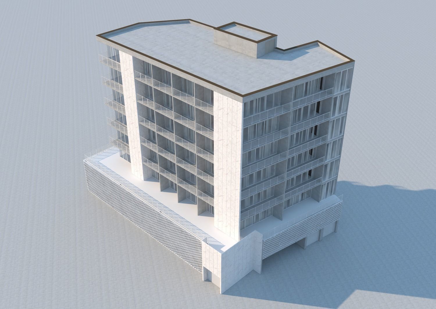 The white building - Residential Building 3D model_16