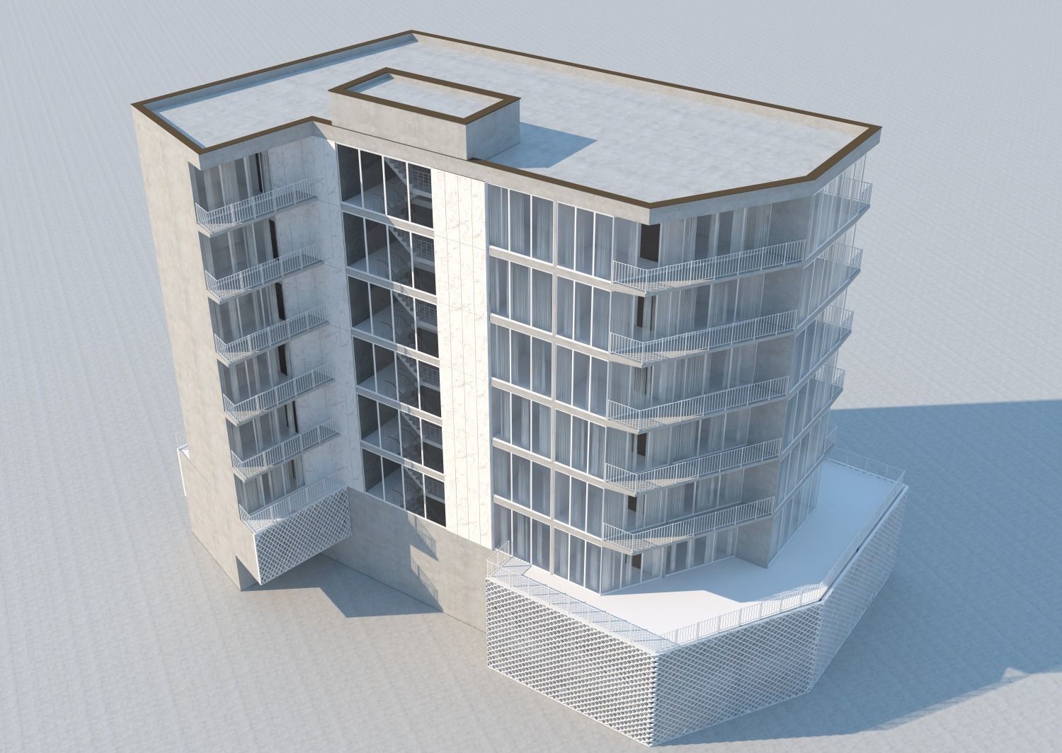 The white building - Residential Building 3D model_15