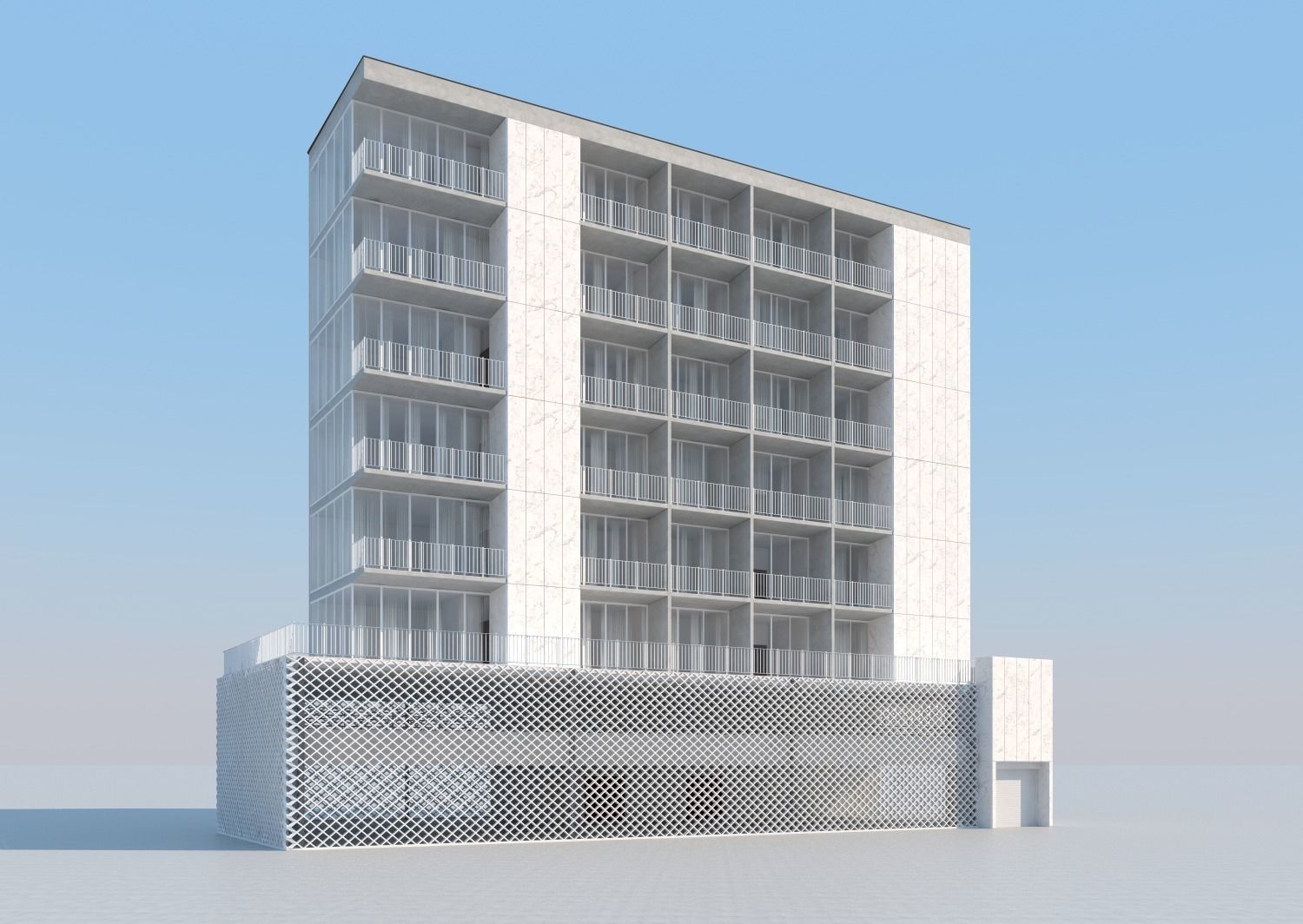 The white building - Residential Building 3D model_8