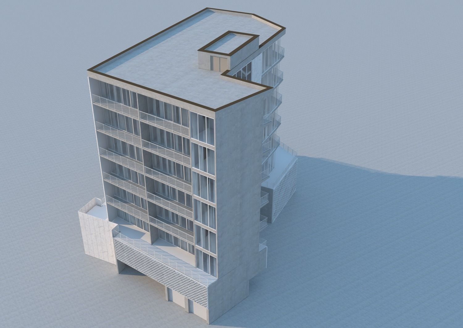 The white building - Residential Building 3D model_7