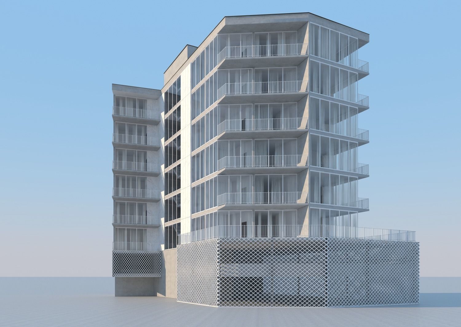 The white building - Residential Building 3D model_19