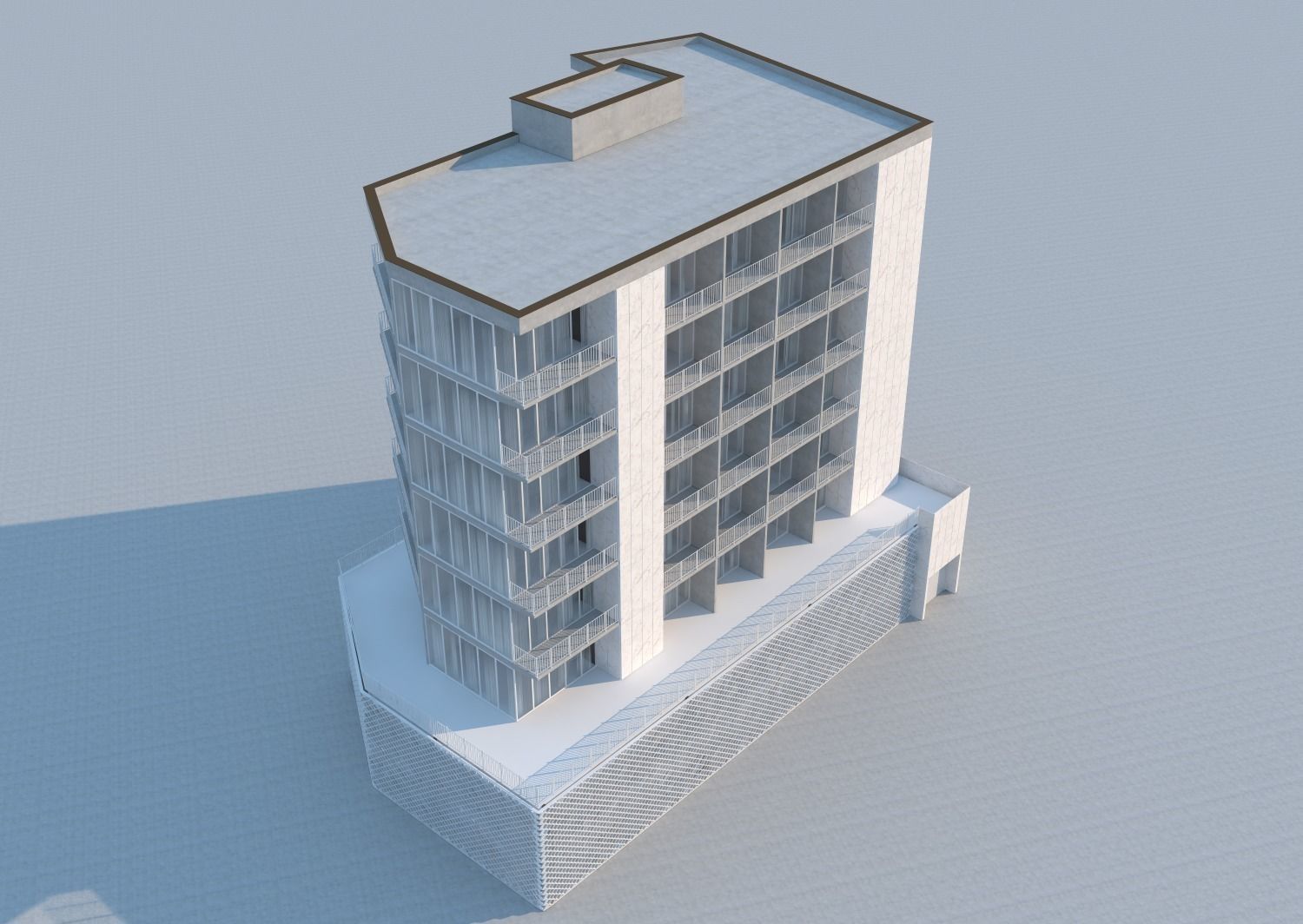 The white building - Residential Building 3D model_17