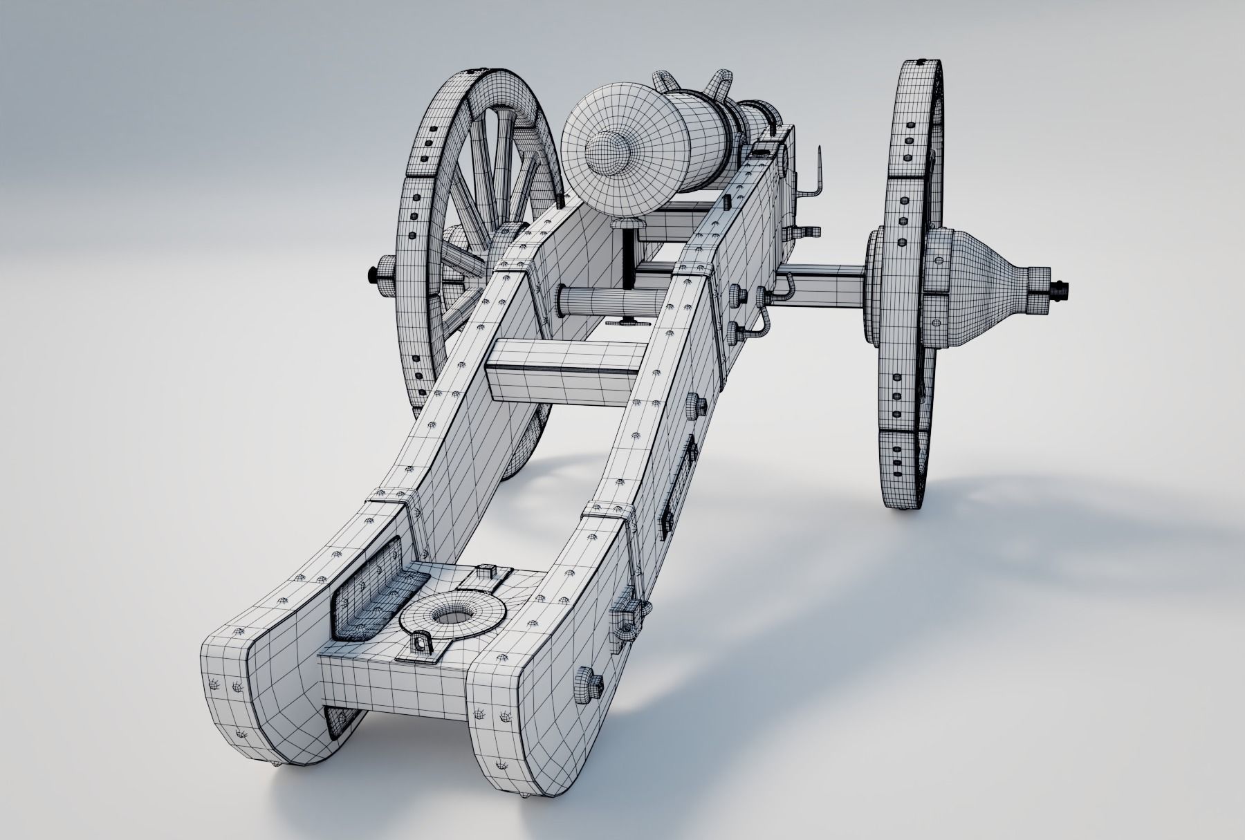 Heavy French Field Cannon 3D model_5