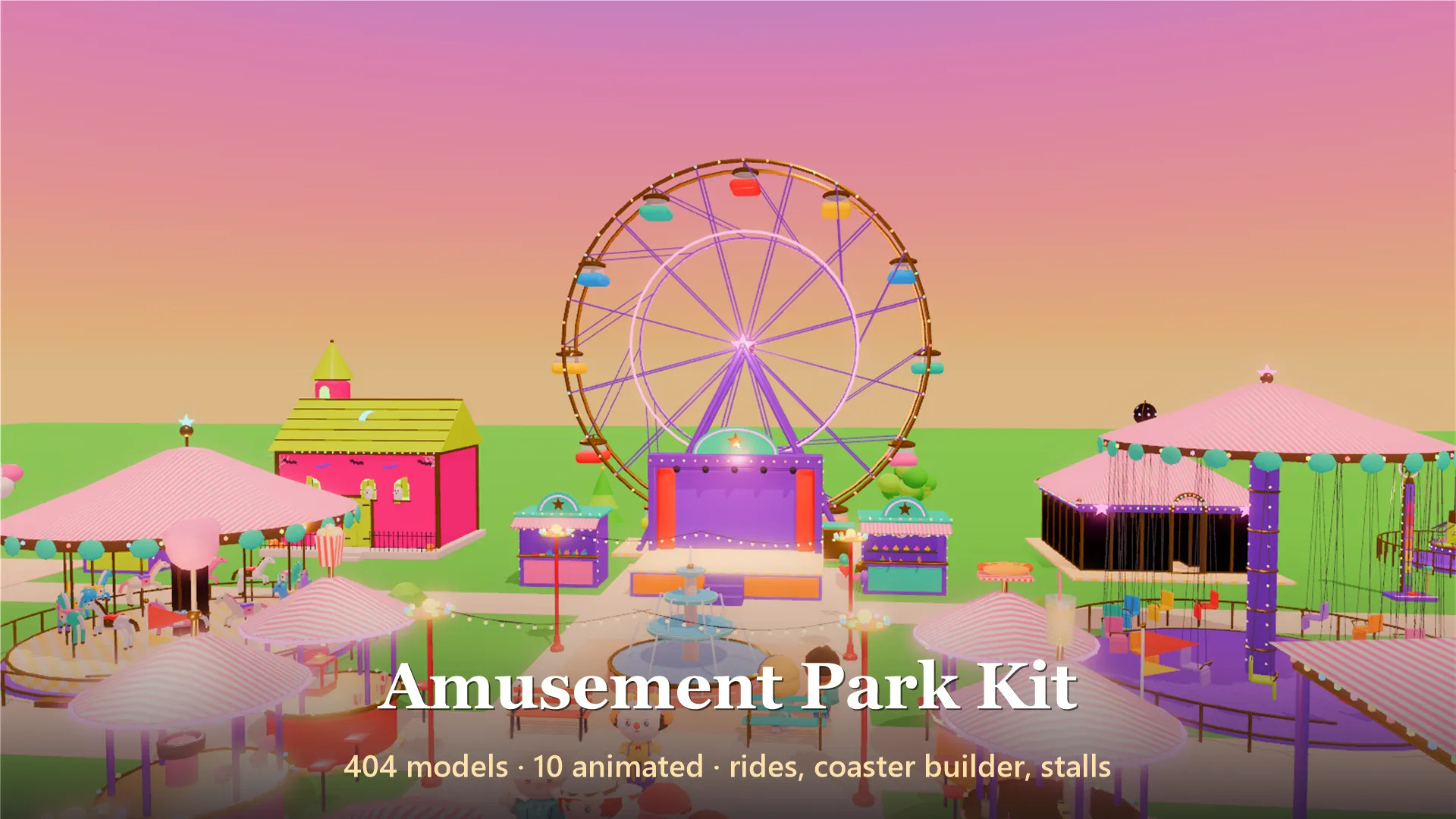 Low Poly Model Build 3D model Amusement Park Kit - 414 Low-Poly Models VR / AR / low-poly ...