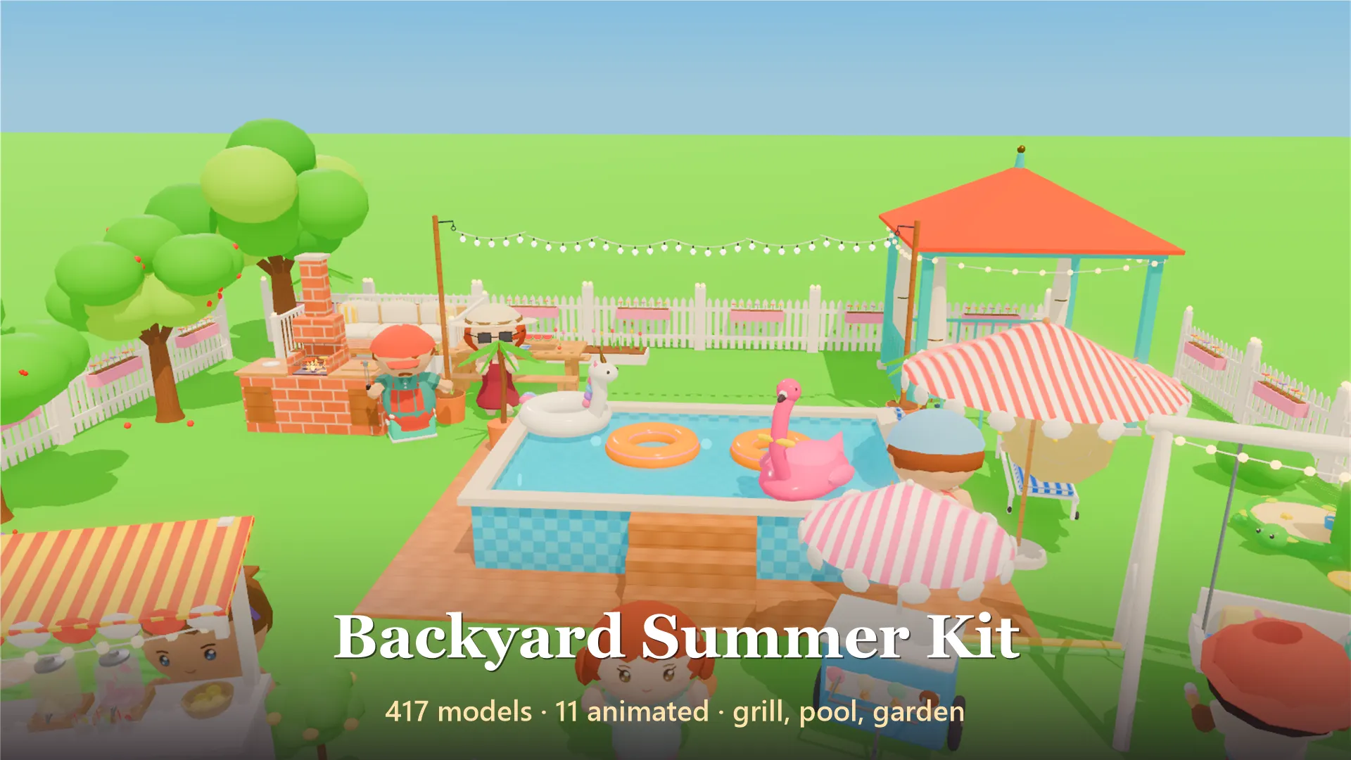Low Poly Model Build 3D model Backyard Summer Kit - 428 Low-Poly Models VR / AR / low-poly ...