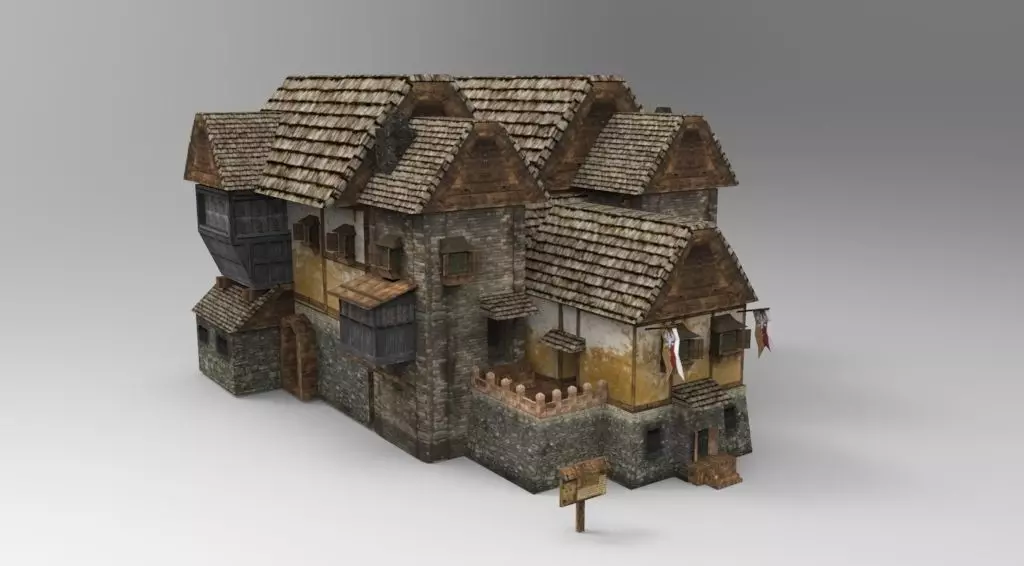 Low poly city hall Low-poly 3D model