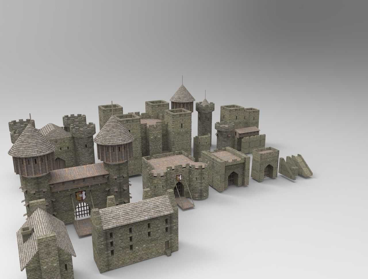 Castle constructor Low-poly 3D model_4