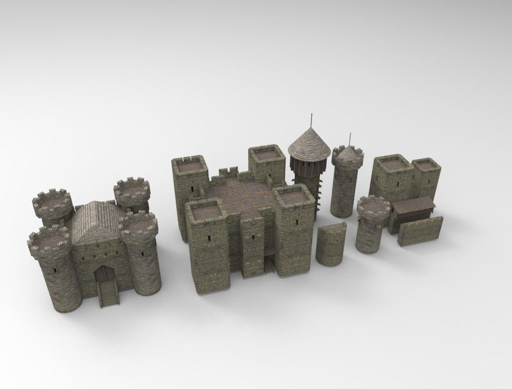 Castle constructor Low-poly 3D model_1