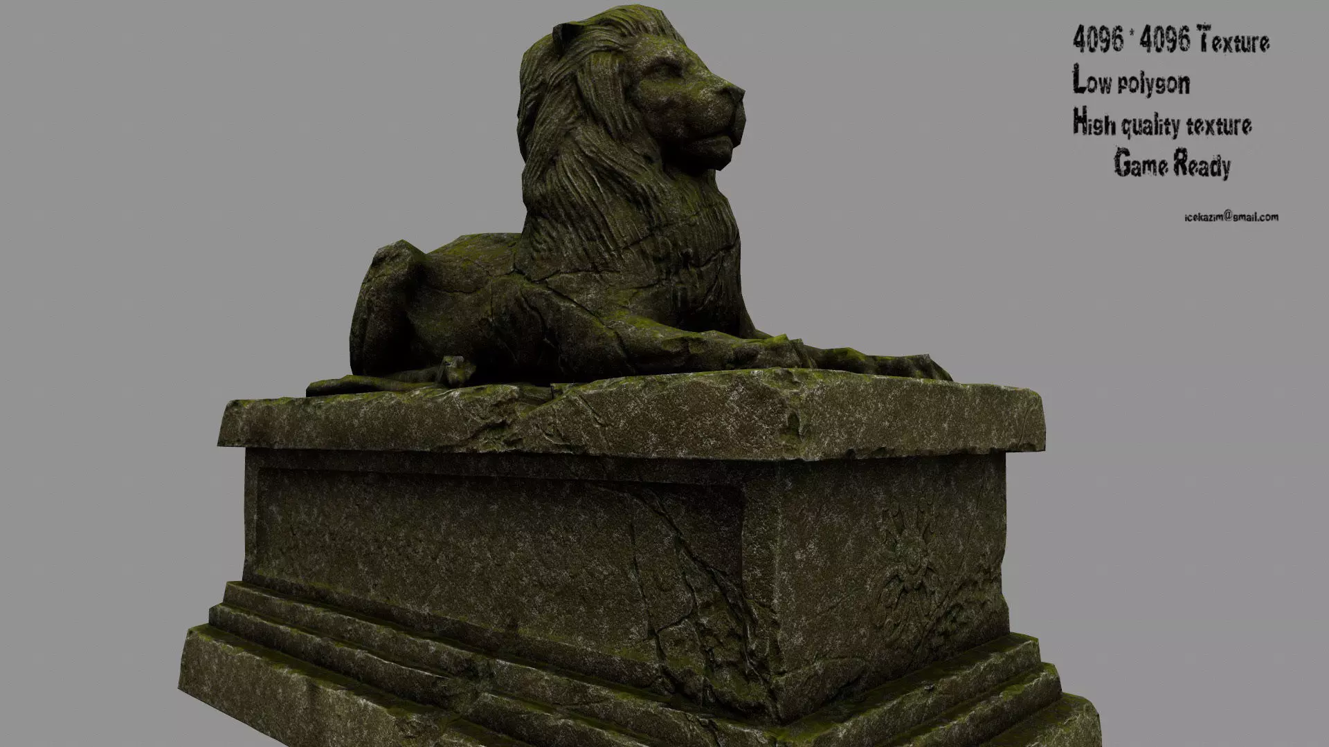 Lion Statue 27 Low-poly 3D model_0