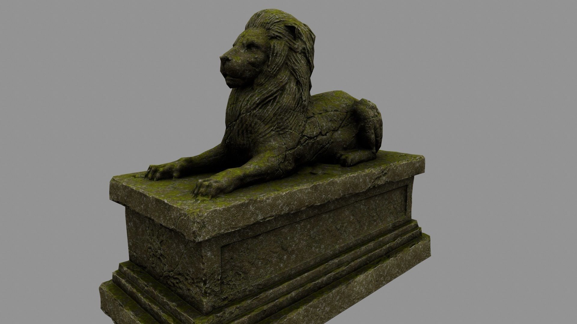 Lion Statue 27 Low-poly 3D model_9