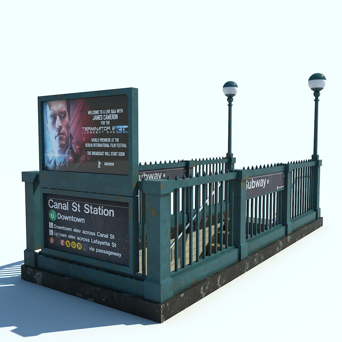 Subway Entrance NYC Low-poly 3D model_2