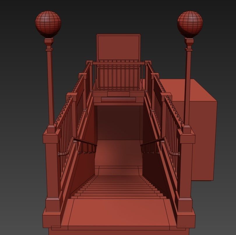Subway Entrance NYC Low-poly 3D model_6