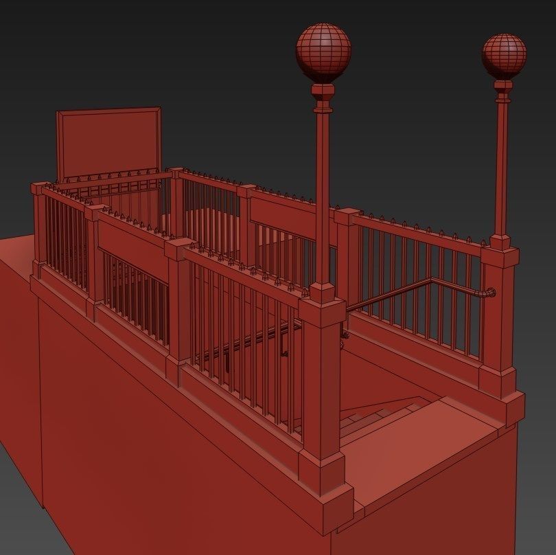 Subway Entrance NYC Low-poly 3D model_5