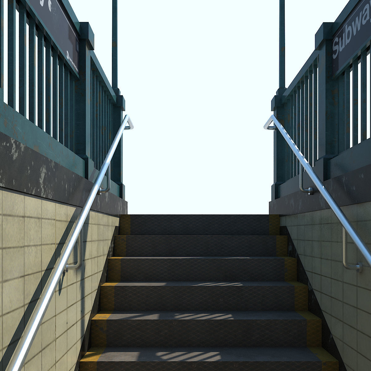 Subway Entrance NYC Low-poly 3D model_3