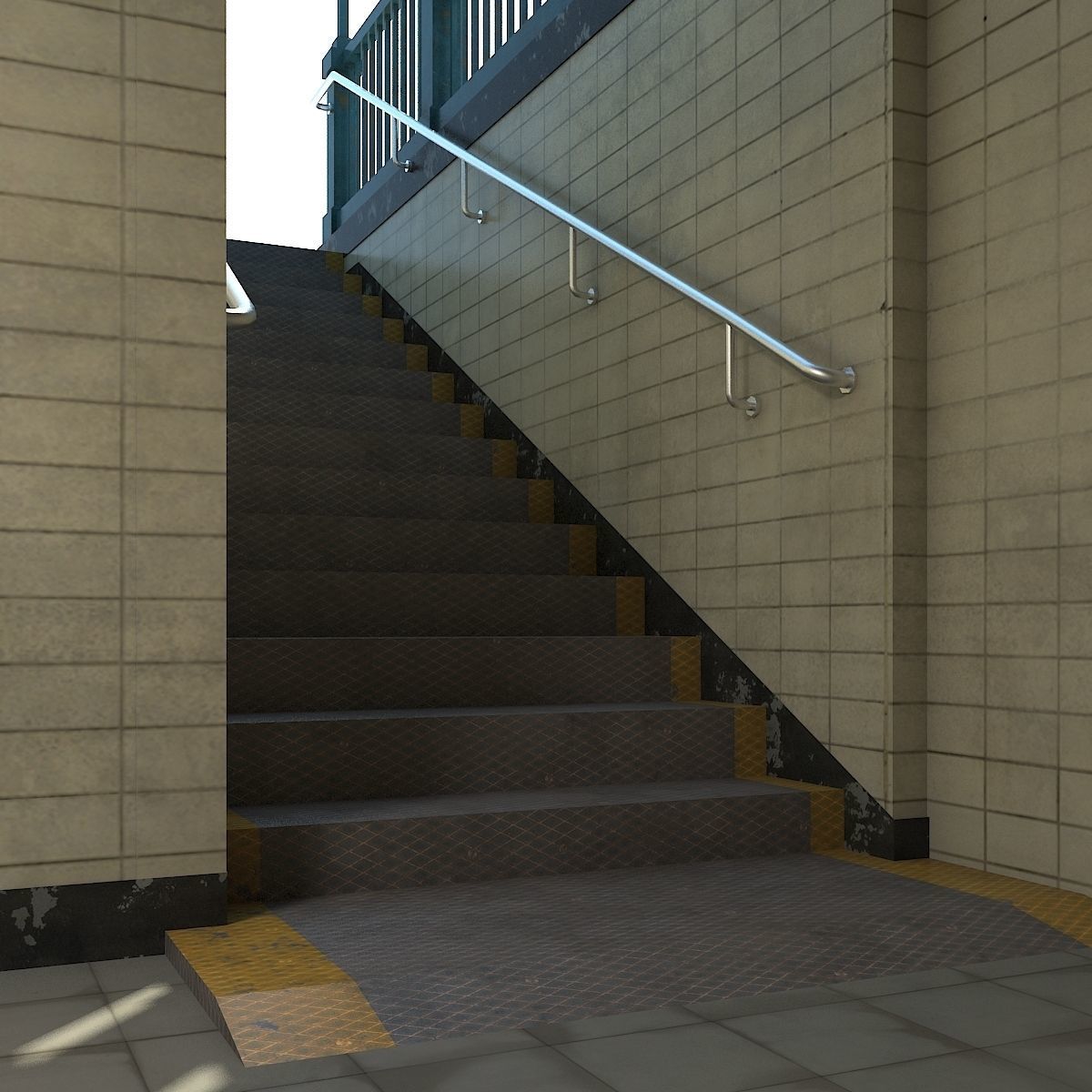 Subway Entrance NYC Low-poly 3D model_4