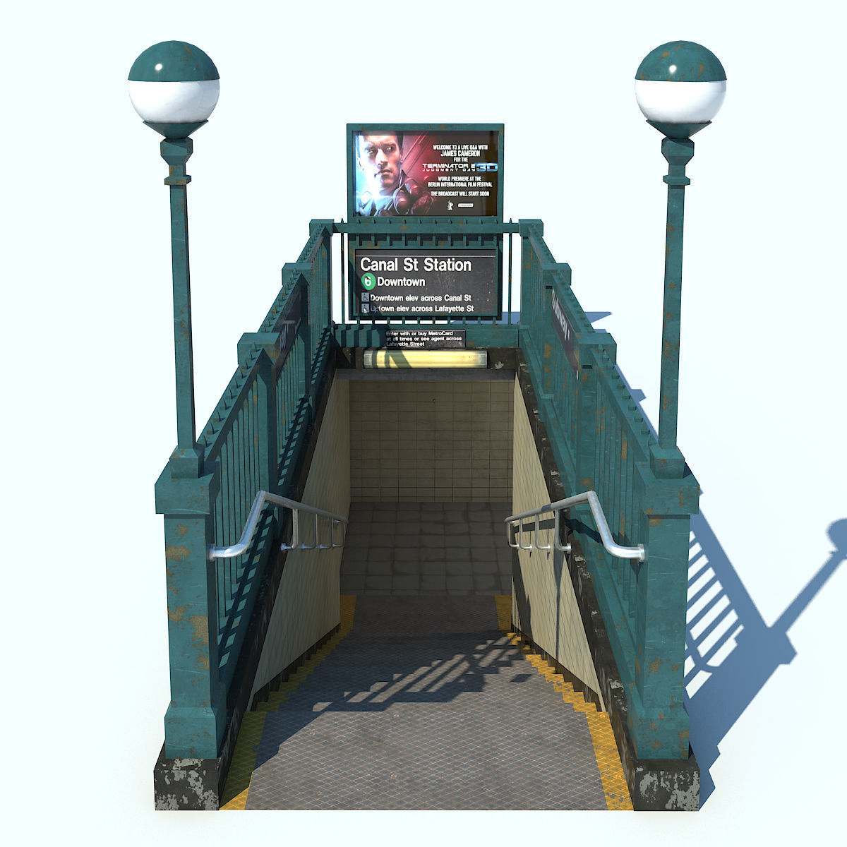 Subway Entrance NYC Low-poly 3D model_1