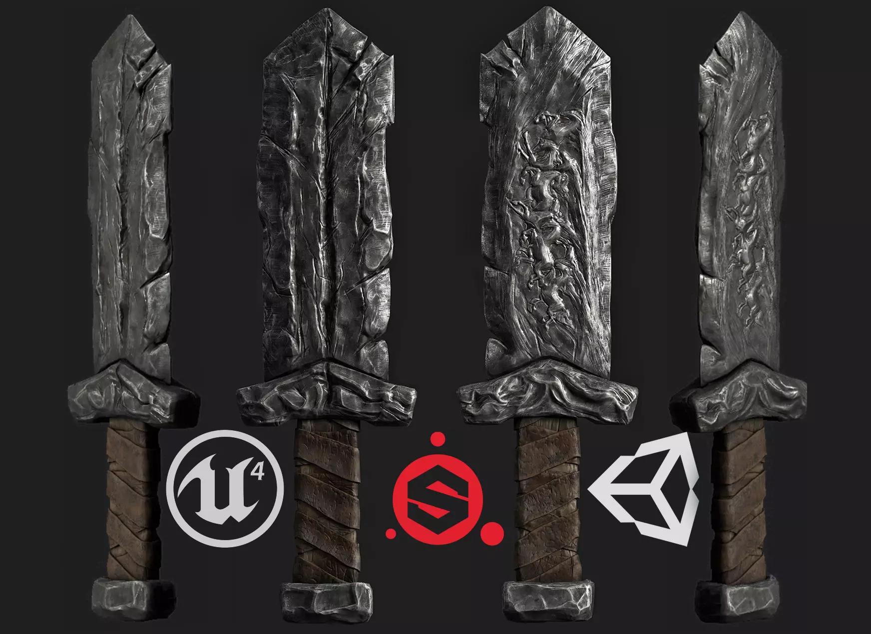 sword Low-poly 3D model_0