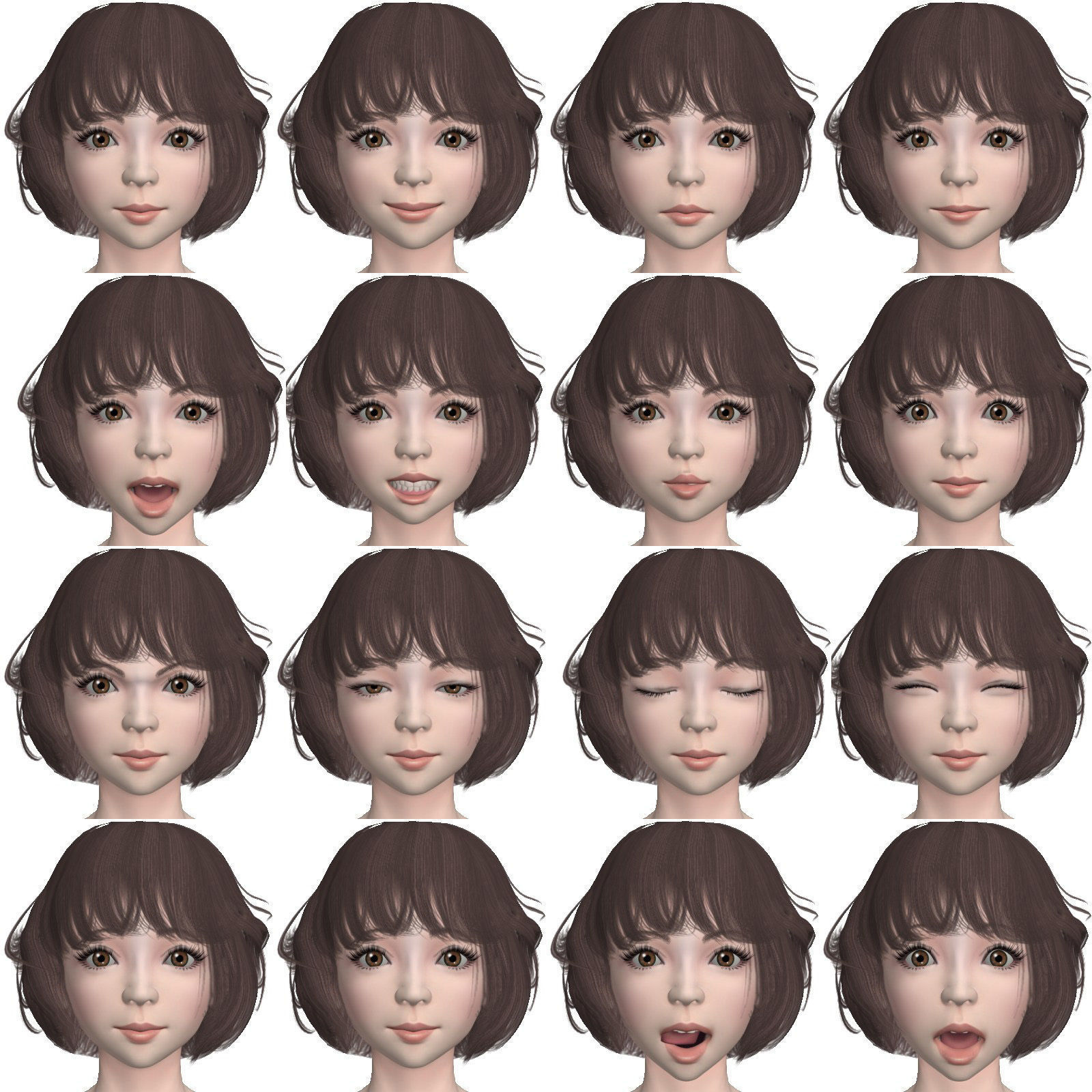 T pose rigged model of Yukari with various outfit 3D model_4