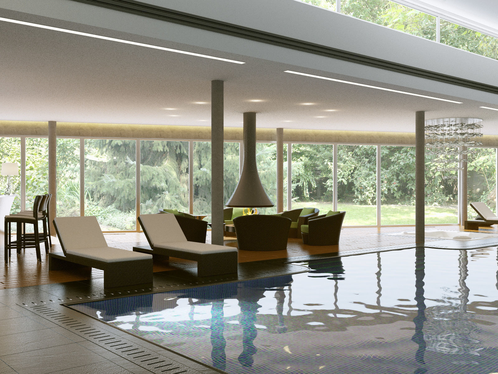 Interior modern swimming pool 3D model_3