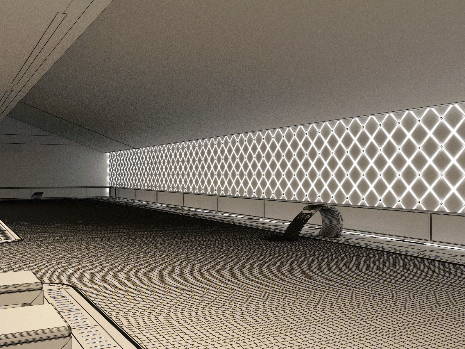 Interior modern swimming pool 3D model_9