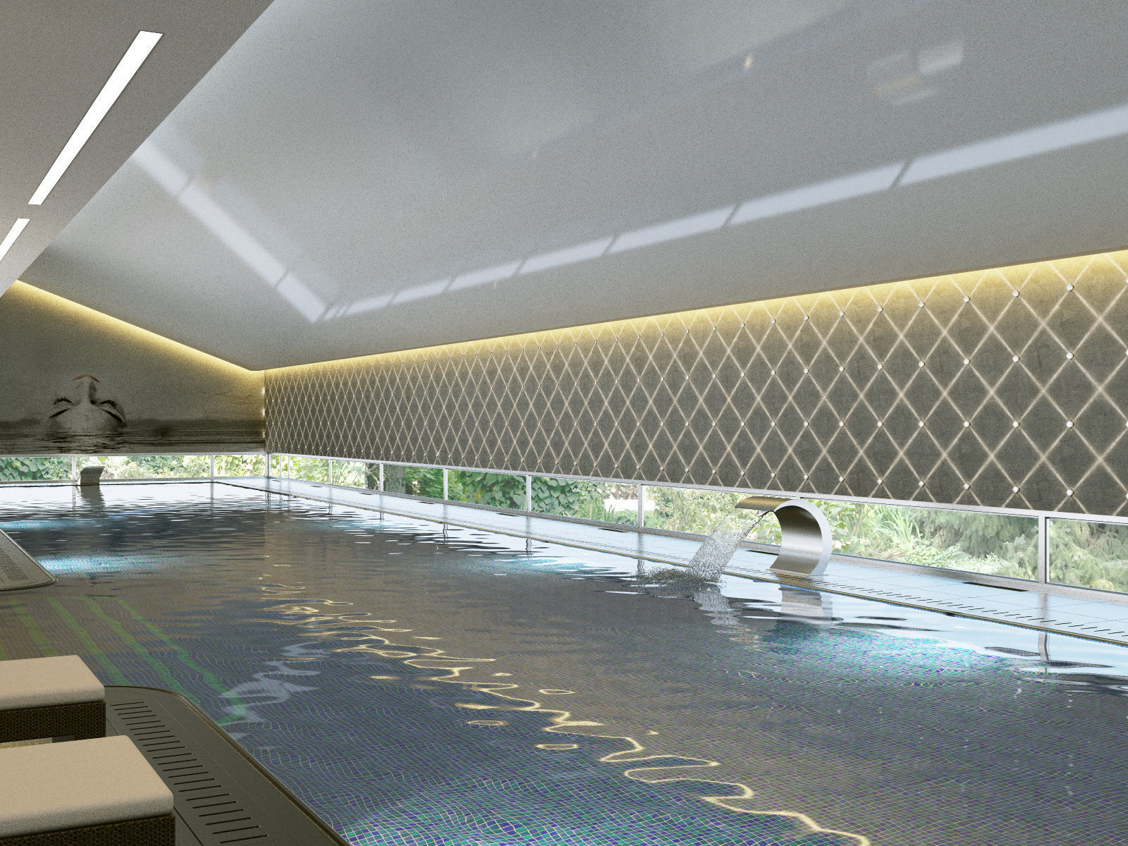 Interior modern swimming pool 3D model_1