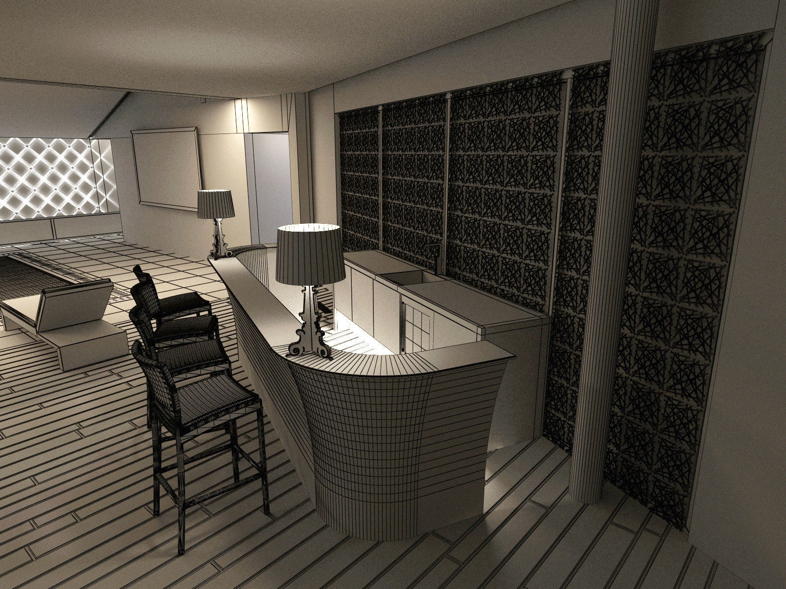 Interior modern swimming pool 3D model_15