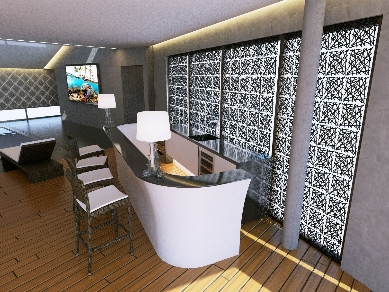 Interior modern swimming pool 3D model_7