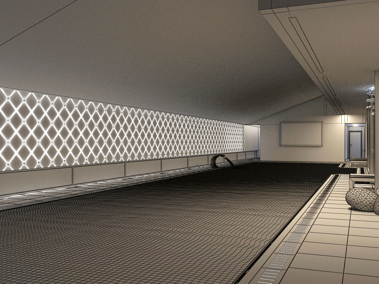 Interior modern swimming pool 3D model_14
