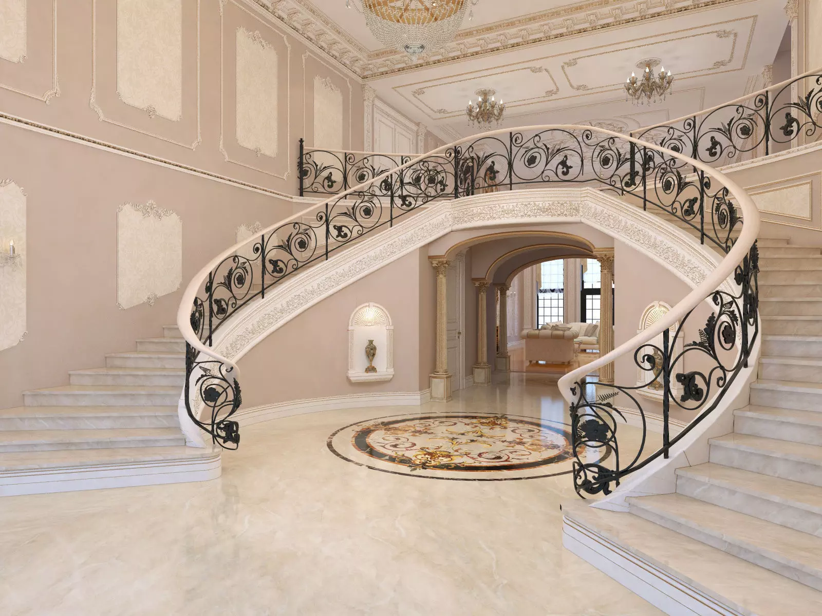 Interior classical mansion 2 3D model_0