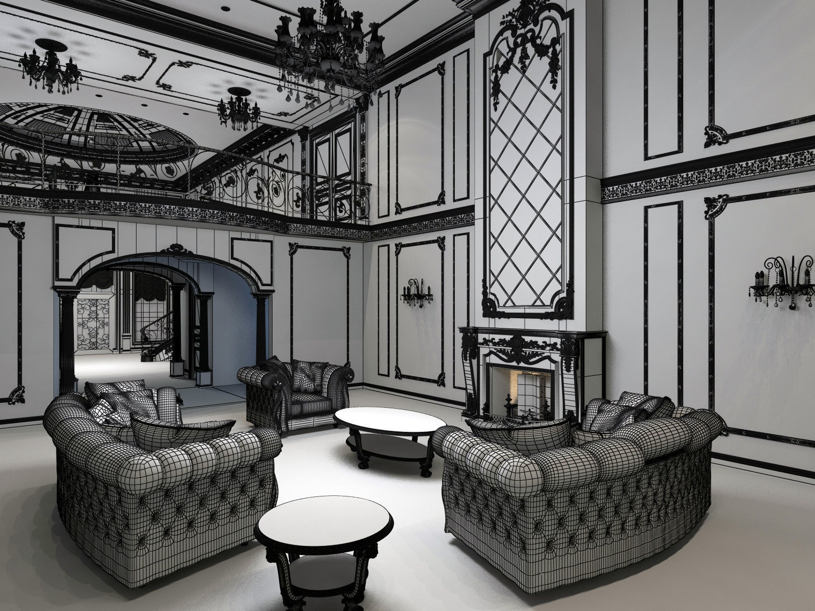 Interior classical mansion 2 3D model_16