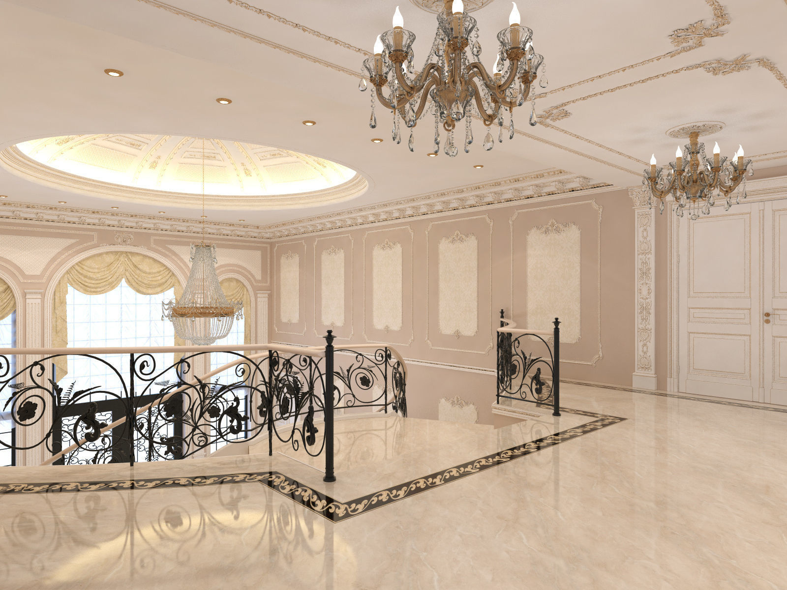Interior classical mansion 2 3D model_4