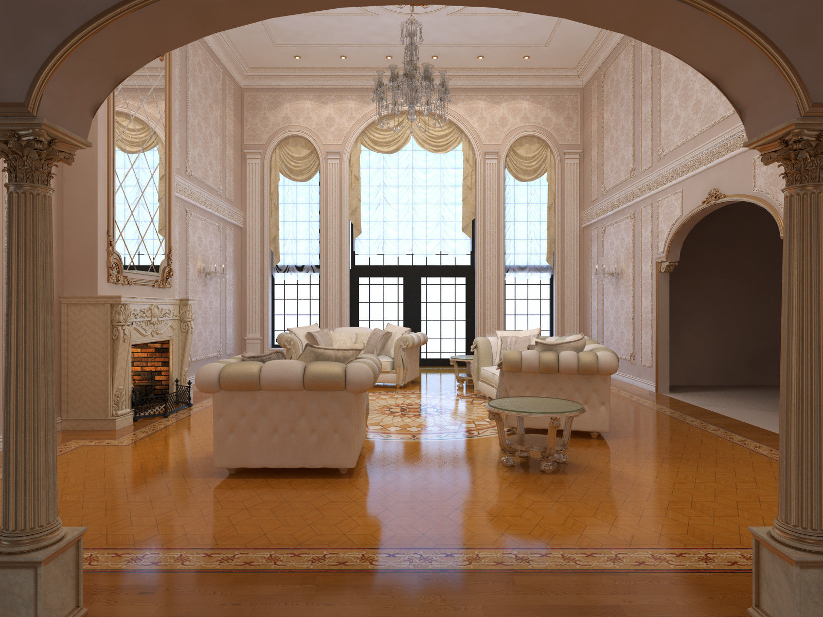 Interior classical mansion 2 3D model_7