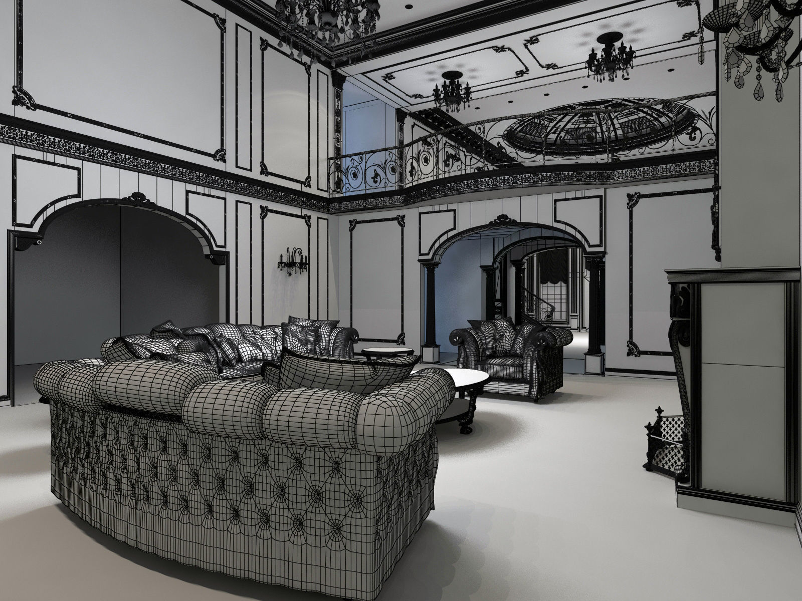 Interior classical mansion 2 3D model_19