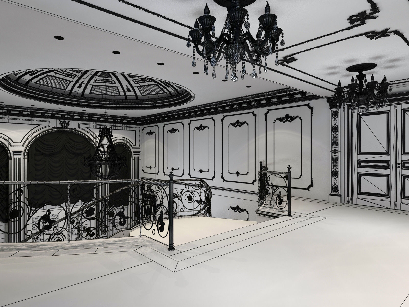 Interior classical mansion 2 3D model_12