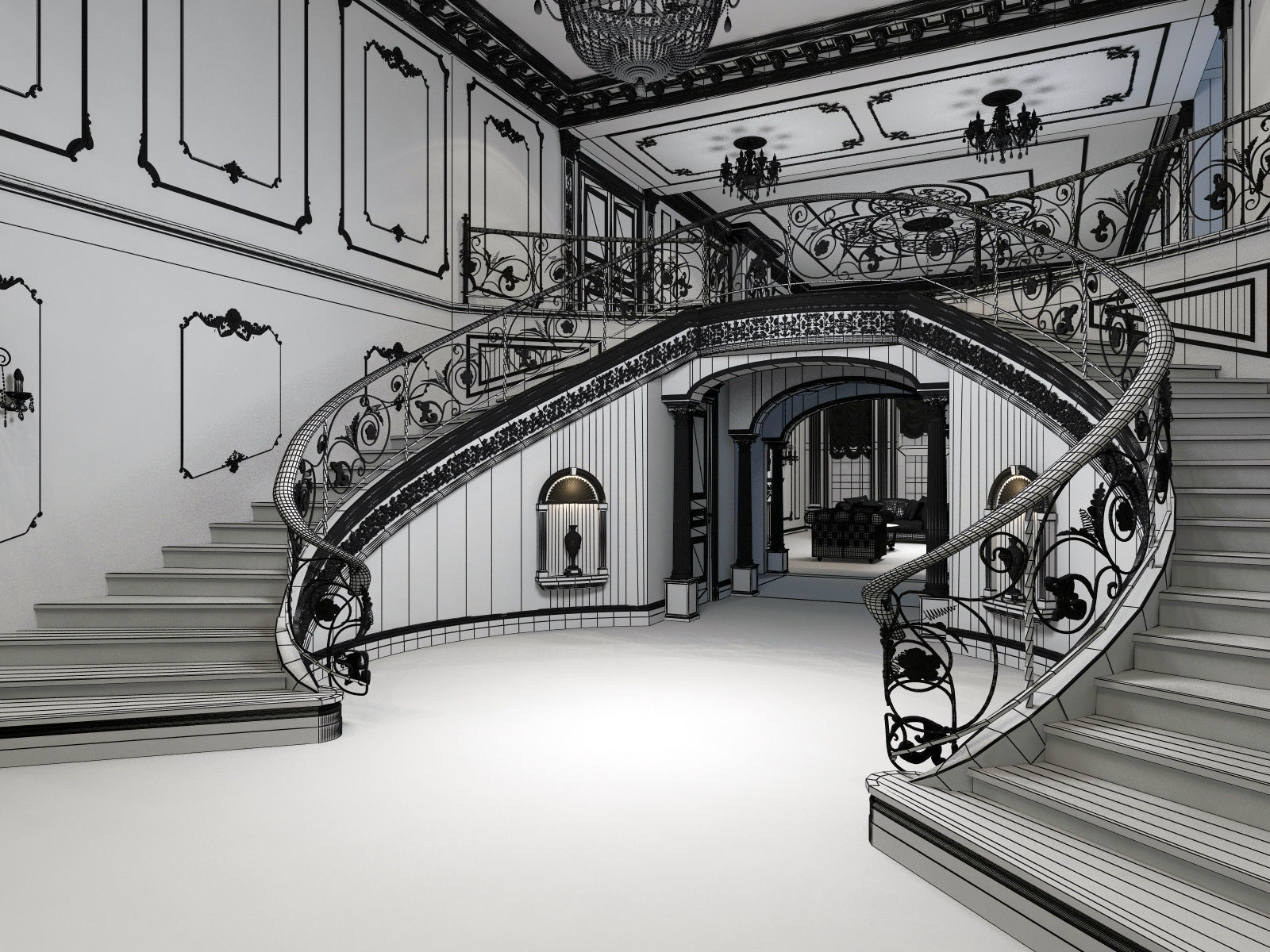 Interior classical mansion 2 3D model_10