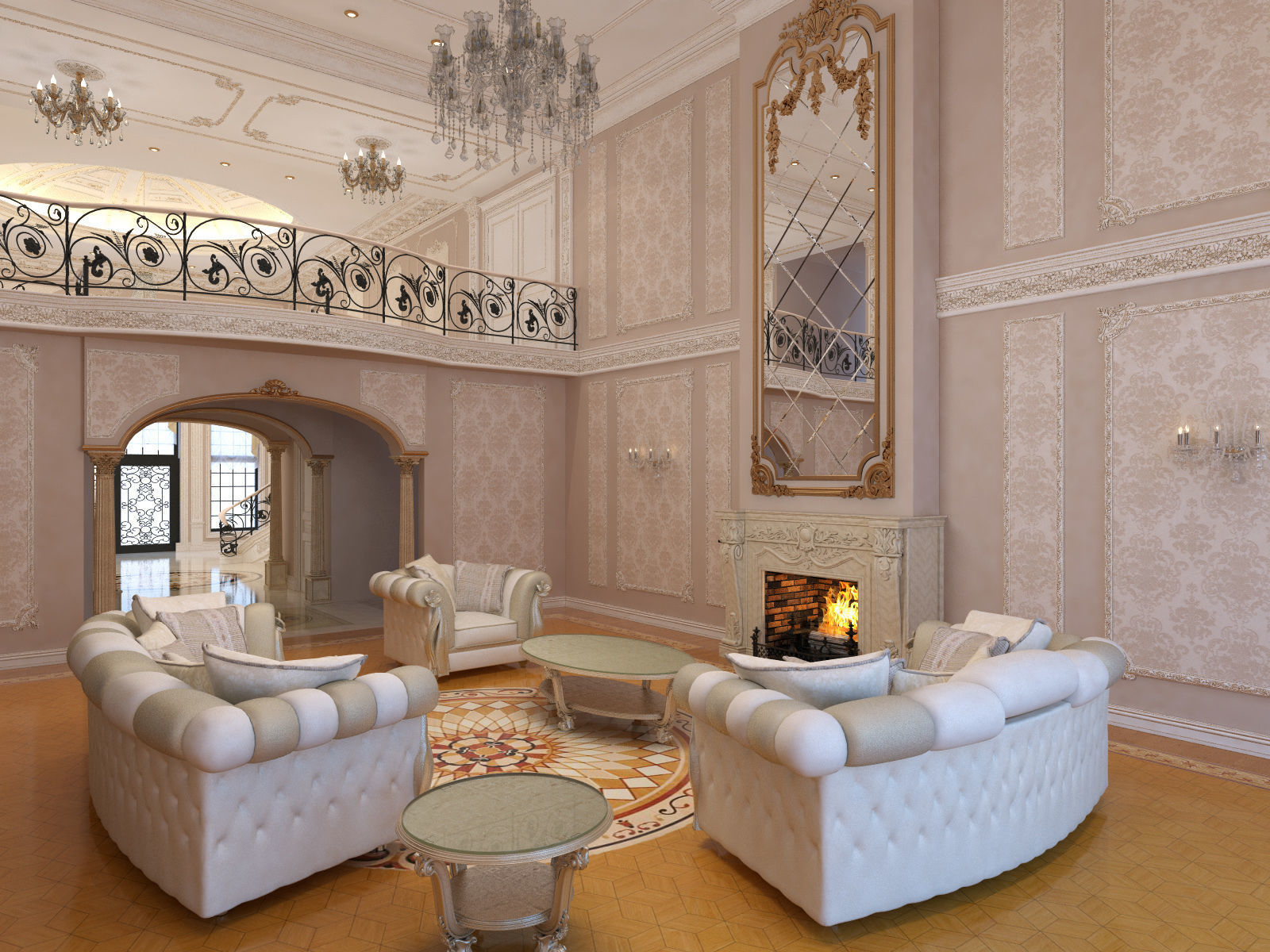Interior classical mansion 2 3D model_6
