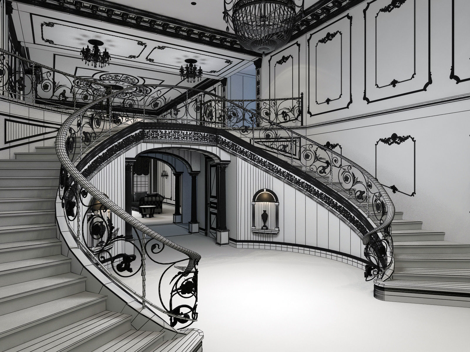 Interior classical mansion 2 3D model_14