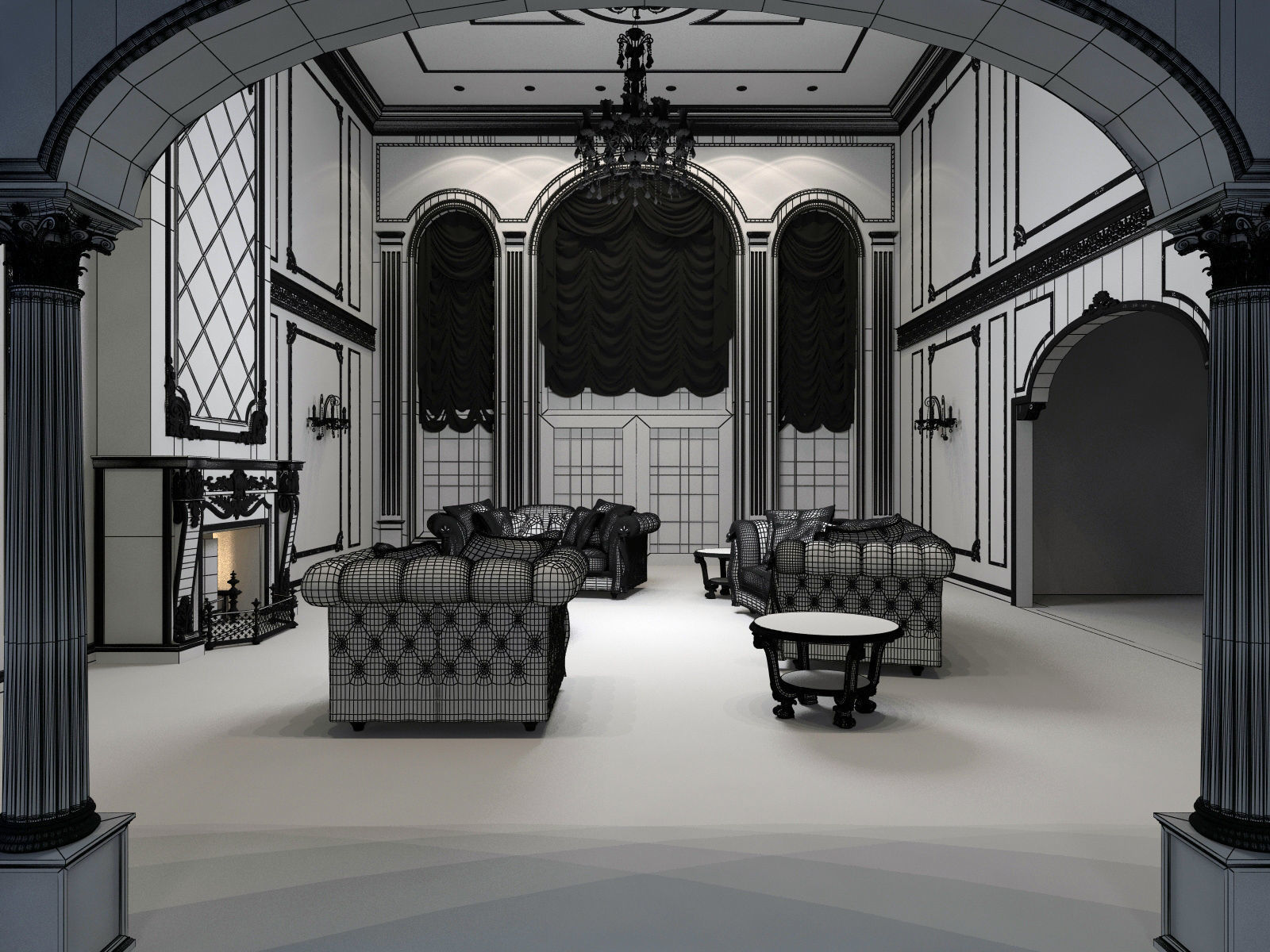 Interior classical mansion 2 3D model_17