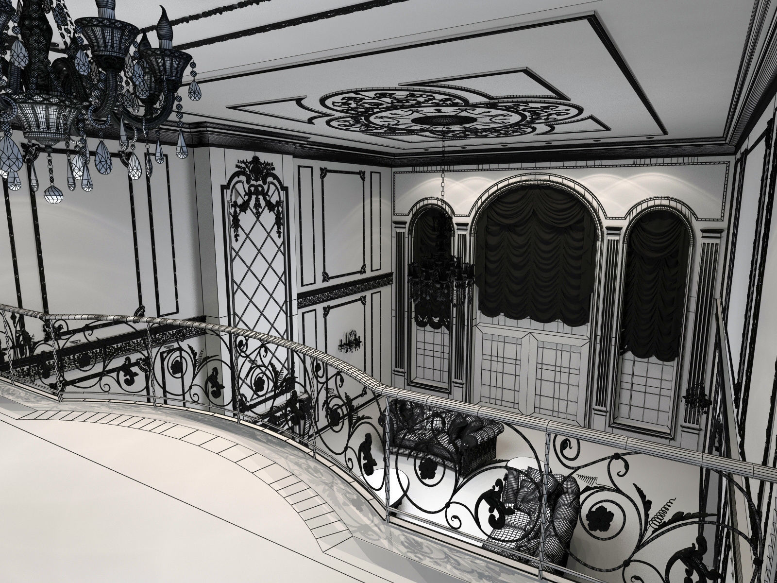Interior classical mansion 2 3D model_15