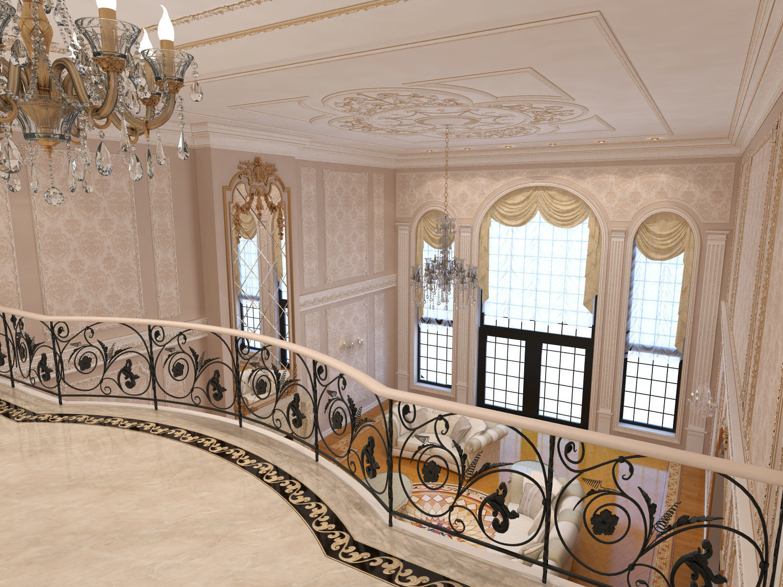 Interior classical mansion 2 3D model_5