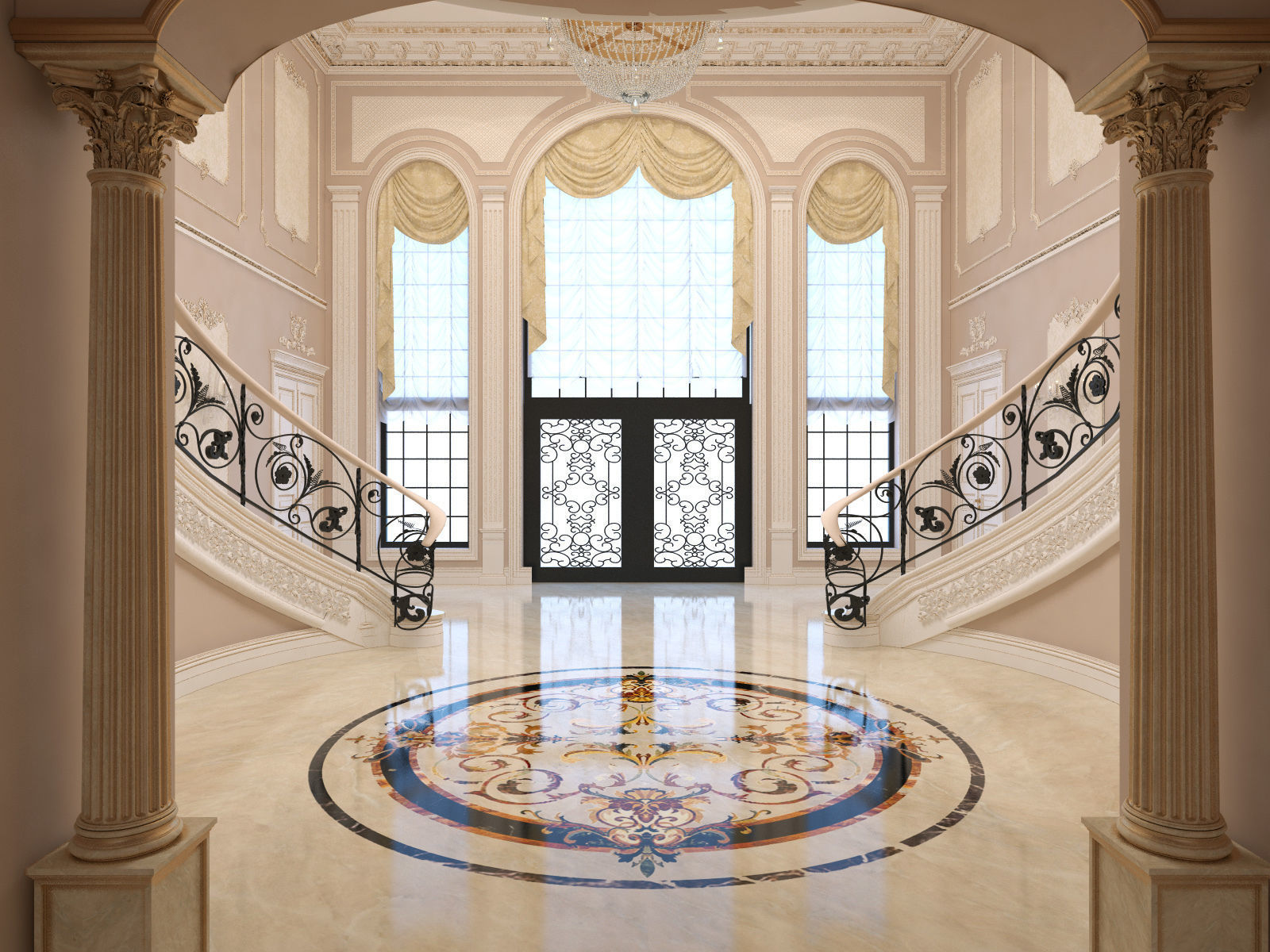 Interior classical mansion 2 3D model_3