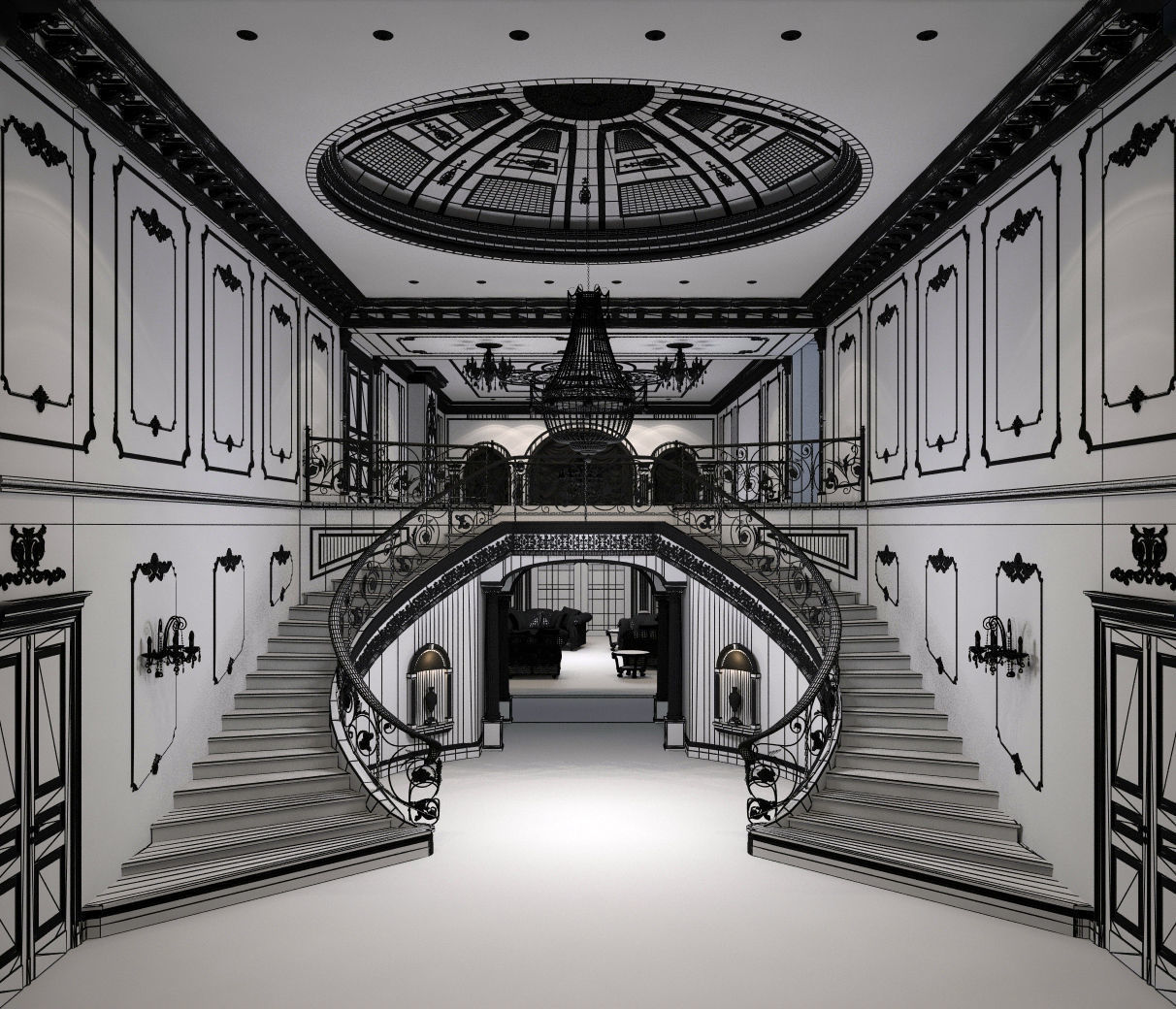 Interior classical mansion 2 3D model_13