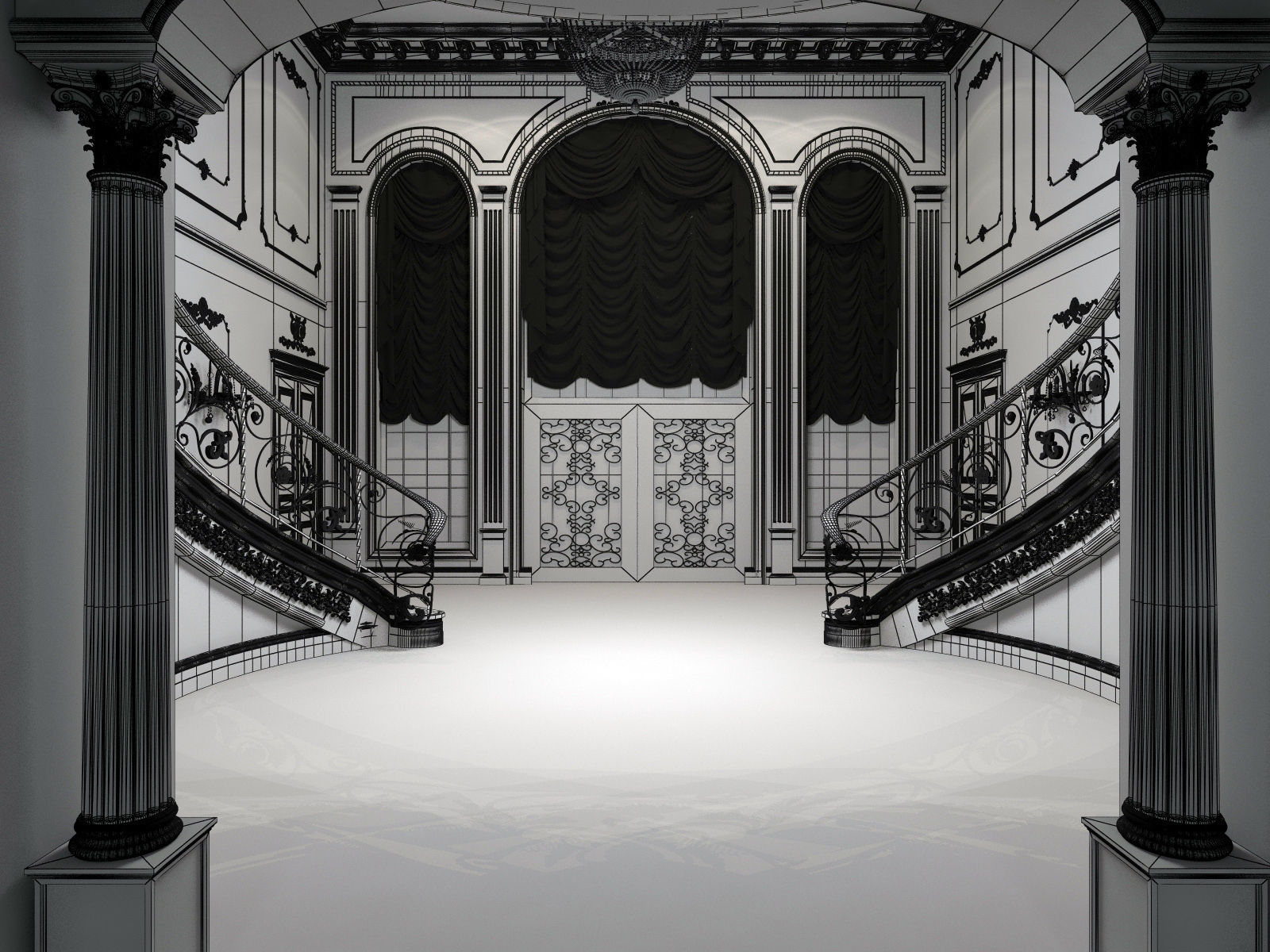 Interior classical mansion 2 3D model_11