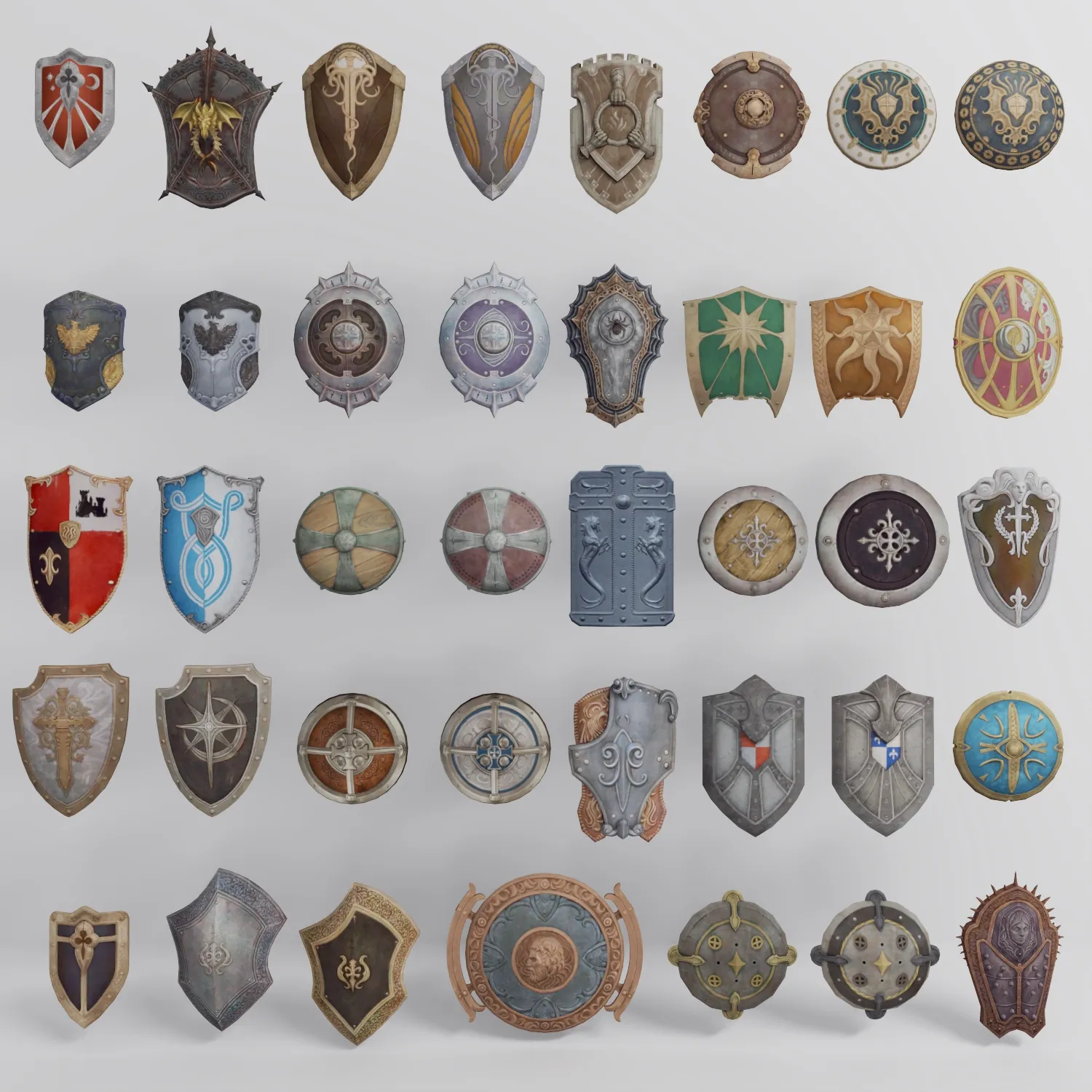 3D model Fantasy Medieval Shields Collection Pack VR / AR / low-poly ...