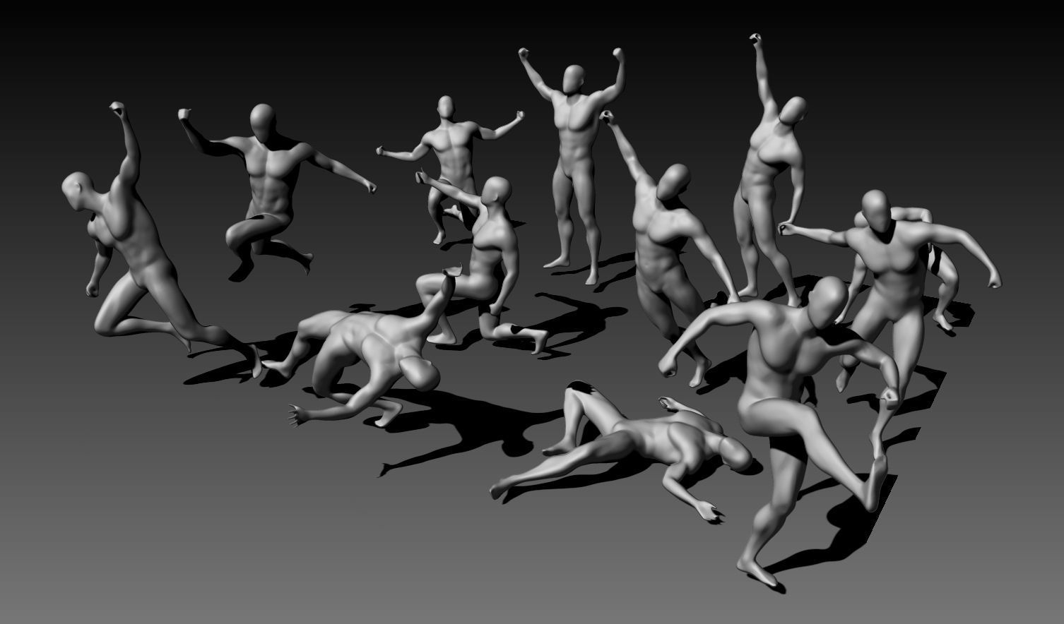 12 Figures of Men in Motion vol1 3D model_2