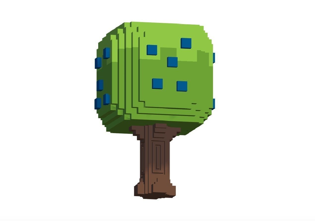 Cartoon Voxel Trees Pack Low-poly 3D model_2