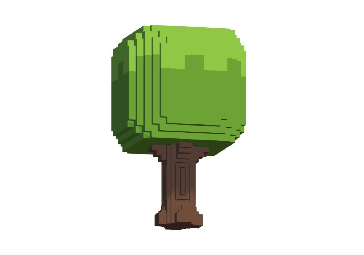 Cartoon Voxel Trees Pack Low-poly 3D model_1