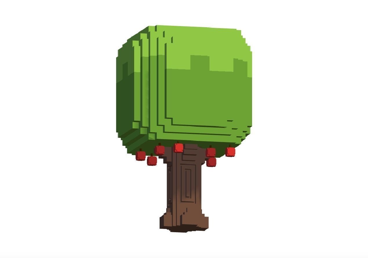 Cartoon Voxel Trees Pack Low-poly 3D model_3